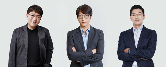  Big Hit Entertainment's chief management, from left: Chairman Bang Si-Hyuk, Global CEO Yoon Seok-jun, HQ CEO Park Ji-won. [BIG HIT ENTERTAINMENT]