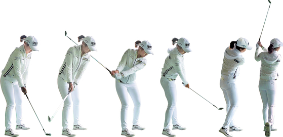 A sequence of photos shows Lee’s approach shot. [SHIN JA-YOUNG]