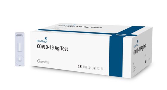 The photo shows antigen test kit ’Covid-19 Ag Test“ which Humedix will be providing to the global market. [HUMEDIX]