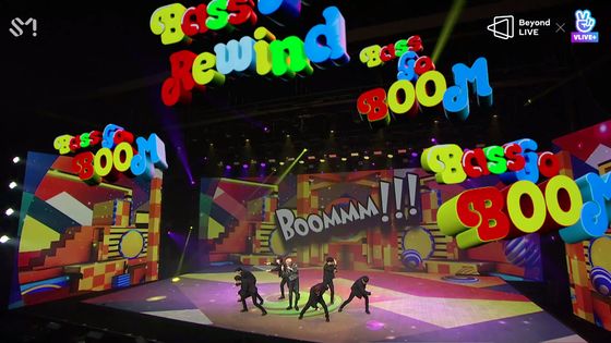 Boy band SuperM performs during the "Beyond LIVE" concert on April 26. [SM ENTERTAINMENT]