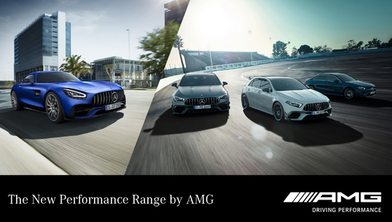 Mercedes-Benz’s four new high-performance AMG models: The new A 35 4MATIC Sedan, A 45 4MATIC+ Hatchback, CLA 45 S 4MATIC+ Coupe Sedan and AMG GT. [MERCEDES-BENZ KOREA]