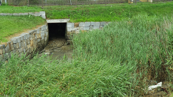 The drain in Ganghwa County, Incheon, through which a 24-year-old North Korean defector is believed to have gone through to escape to the North. [YONHAP]
