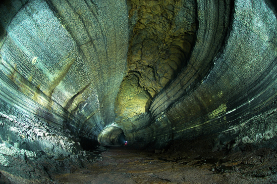 Manjanggul is the longest lava tube measuring 7.4 kilometers, and has the largest lava columns in the world. Only one kilometer of the cave has been opened to the public. [JEJU WORLD NATURAL HERITAGE CENTER]