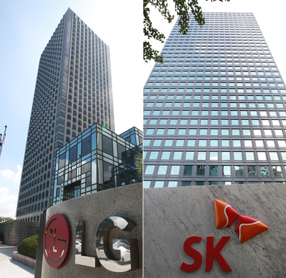 Headquarters of SK Innovation and LG Chem in Seoul. [YONHAP]
