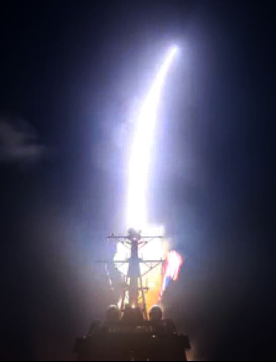 The U.S. Navy and U.S. Missile Defense Agency launches an SM-3 Block IIA missile from the USS John Finn destroyer from Kwajalein Atoll in the Marshall Islands Tuesday and successfully intercepted an ICBM target over the Pacific Ocean, northeast of Hawaii, Tuesday. [U.S. STRATEGIC COMMAND]
