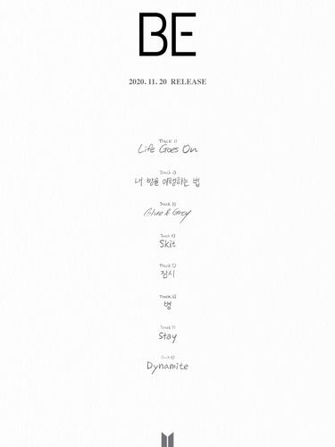 Tracklist for the album ″BE (Deluxe Edition).″ [BIG HIT ENTERTAINMENT] 