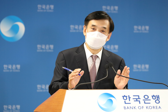 Bank of Korea Gov. Lee Ju-yeol speaks during an online press conference held Thursday. [BANK OF KOREA]