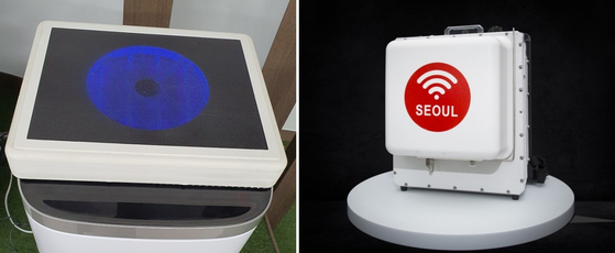 From left, air sterilizer and portable Wi-Fi product for emergency use, designated by the Science Ministry as innovative products for public procurement this year. [MINISTRY OF SCIENCE AND ICT]