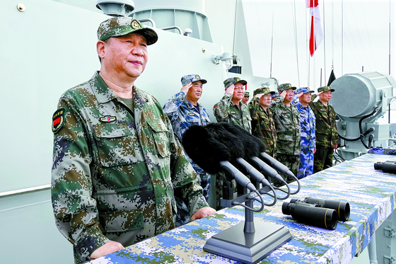 Chinese President Xi Jinping reviews the People’s Liberation Army Navy fleet each year. [XINHUA/YONHAP] 