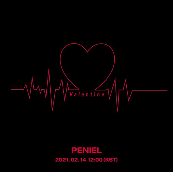 Album cover for Peniel's new digital single "Valentine." [CUBE ENTERTAINMENT]