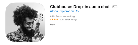 Audio-based social media app Clubhouse. [SCREEN CAPTURE] 