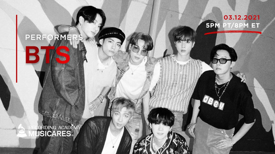 Boy band BTS will appear in the online fundraiser concert ″Music On A Mission″ hosted by charity MusiCares. [MusiCares]