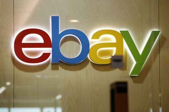 eBay logo at eBay Korea’s headquarters in Gangnam District, southern Seoul on Tuesday. [YONHAP] 