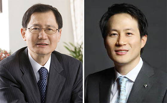Kumho Petrochemical Chairman Park Chan-koo, left, and Park Chul-whan, the company's largest shareholder. [JOONGANG PHOTO] 