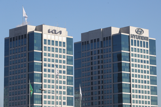 Kia Motors and Hyundai Motor's headquarters in Yangjae-dong in Seoul in February 2021. [NEWS1]