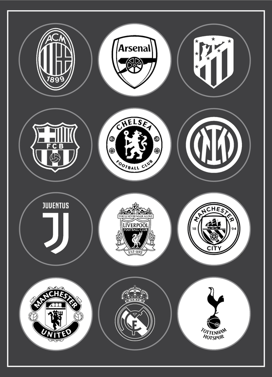 The 12 clubs that attempted to create the breakaway European Super League. [EACH TEAM]
