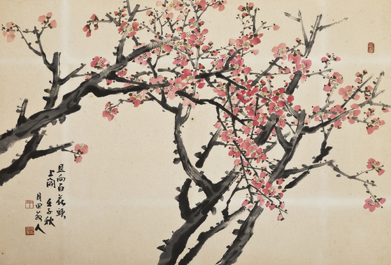 Woljeon Jang Woo-seong's (1912-2005) painting of Japanese apricot blossoms [COREANA MUSEUM OF ART]