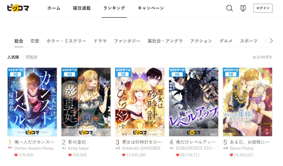 The service page of Kakao's Japanese webtoon service Piccoma [KAKAO JAPAN]