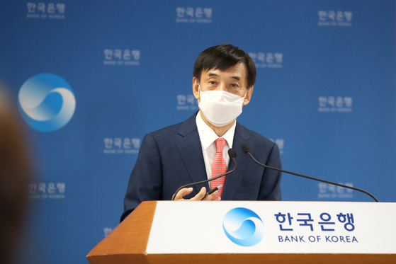 Bank of Korea Gov. Lee Ju-yeol speaks during an online press briefing held Thursday. [BANK OF KOREA]