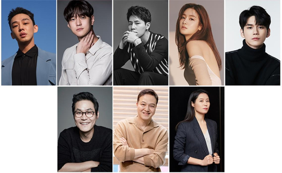 The cast of Netflix's new action flick ″Seoul Vibe,″ clockwise from top left: Yoo Ah-in, Ko Kyung-pyo, Lee Kyu-hyung, Park Ju-hyun, Ong Seong-wu, Moon So-ri, Jung Woong-in and Kim Sung-kyun. [EACH AGENCY]