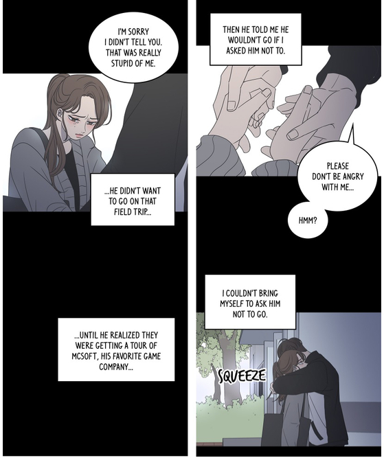In a scene of Naver Webtoon series ″Romance 101″ by Namsoo, Doeun and her boyfriend have an argument because he is preoccupied with his school life. [NAVER WEBTOON]