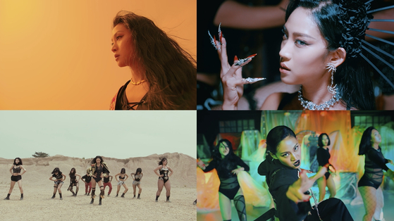 Scenes from Nada's ″Spicy″ music video teaser, which was released Wednesday. The full version is set to drop on July 31. [WORLD STAR ENTERTAINMENT]