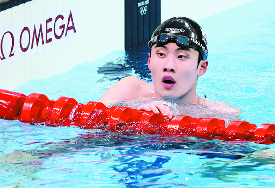 Eighteen-year-old Hwang Sun-woo, who finished 5th in the men's 100 meter freestyle and 7th in the 200 meter freestyle race. [JOONGANG ILBO]