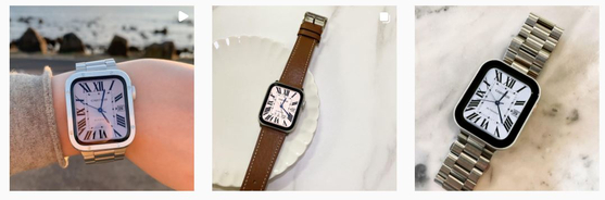 Apple Watches using a custom Cartier watch face design. [SCREEN CAPTURE]
