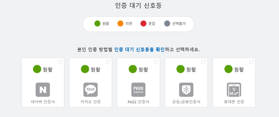 A screen capture of the vaccine booking process. Starting on Aug. 9, people could verify their ID by using various more channels such as Naver, Kakao and PASS. [SCREEN CAPTURE]