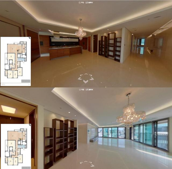 Virtual reality visuals of an apartment for rent displayed on the Zigbang app [ZIGBANG]