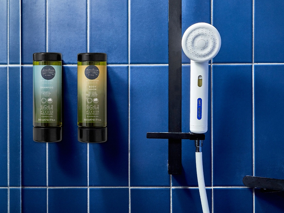 Shampoo and body wash in multi-use pump bottles at the Kolon Hotel. [KOLON] 