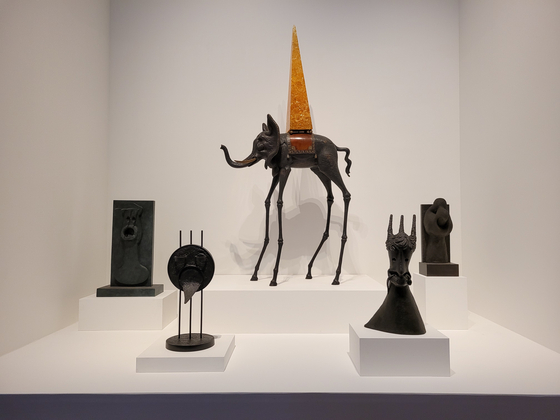 A sculpture by the famous Surrealist artist Salvador Dali, center, and sculptures by pioneer of Dada and Surrealist art Max Ernst are on view at a permanent collection gallery of Leeum. [MOON SO-YOUNG]