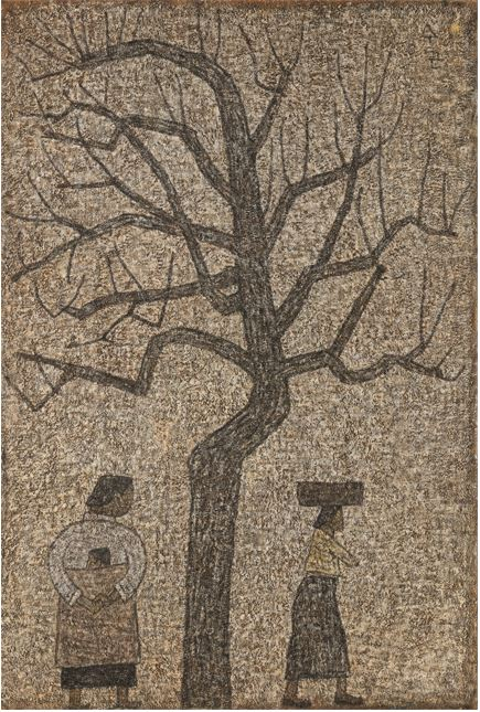 ″Tree and Two Women″ (1962) is one of Park Soo-keun's most famous paintings. [MMCA]