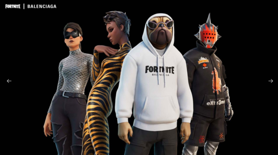 Balenciaga clothes and accessories that can be worn on Fortnite. [EPIC GAMES]