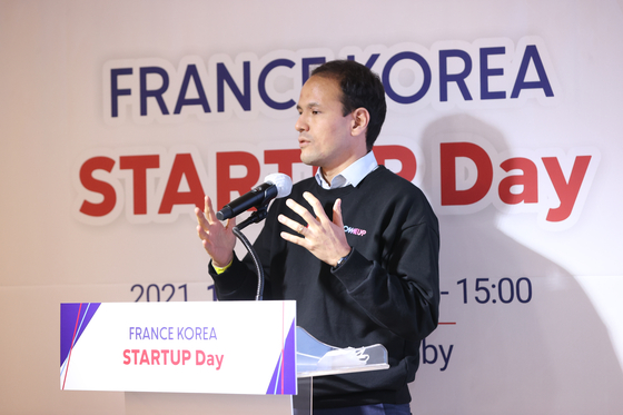 Cedric O attends the ″France-Korea Startup Day″ held in Gangnam, southern Seoul, on Nov. 17 during his stay in Korea. [MINISTRY OF SMES AND STARTUPS]