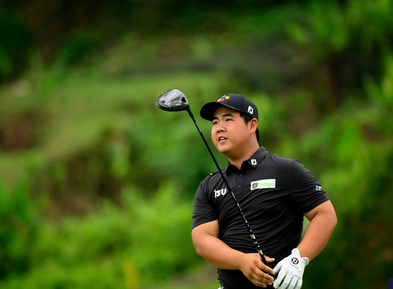 Kim Joo-hyung looks on during the final round of the Blue Canyon Championship golf tournament at the Blue Canyon Country Club in Phuket, Thailand, on Sunday. [AFP/YONHAP]