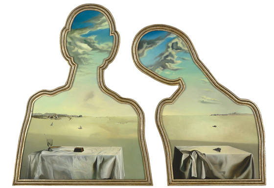 ″Couple with heads full of clouds″(1936) by Salvador Dali   ⓒ Salvador Dali, Fundacio Gala-Salvador Dali, SACK, 2021  [MUSEUM BOIJMANS VAN BEUNINGEN]