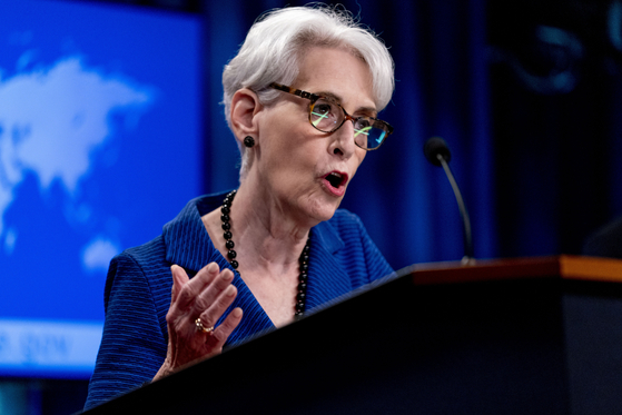 Deputy Secretary of State Wendy Sherman in this file photo taken at the State Department in Washington DC on Aug. 18. [AP PHOTO/ANDREW HARNIK] 