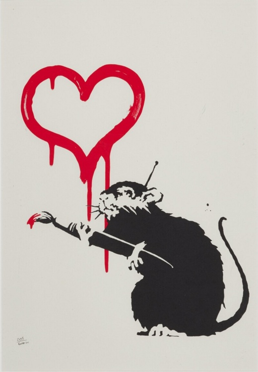 Banksy's ″Love Rat″ (2004), unsigned print No. 203, sold by Tessa [TESSA]