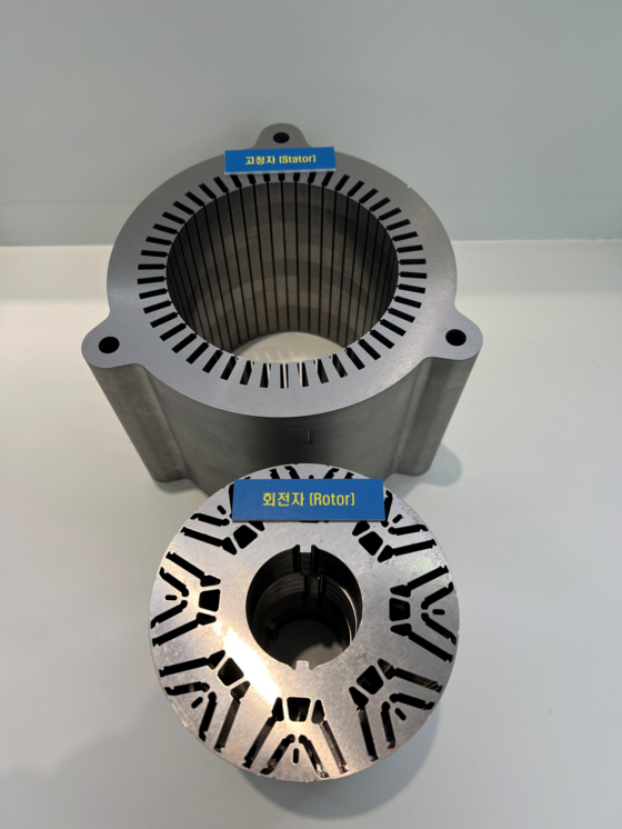 A Posco SPS motor core that was made with Posco’s hyper non-oriented magnetic steel sheet. [POSCO]