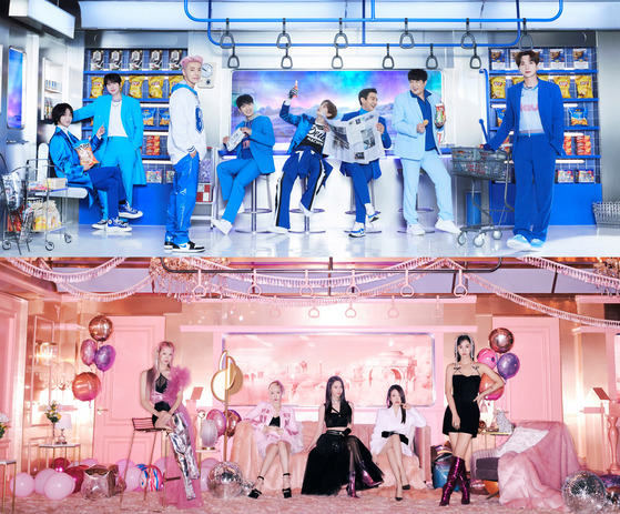 SM Entertainment's K-pop bands including Super Junior, top, and Girls' Generation, above. [SM ENTERTAINMENT]