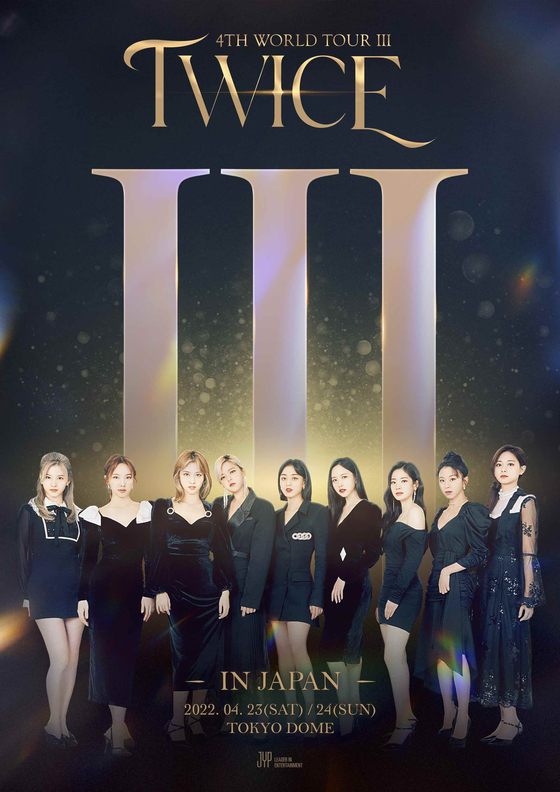 Girl group Twice's management agency, JYP Entertainment, announced Sunday night that the group will be performing in Tokyo Dome, Japan, in April 2022. [ILGAN SPORTS]