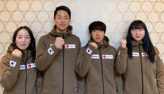 From left to right, Lee Chae-won, Jeong Jong-won, Kim Min-woo and Lee Eui-jin of the Korean national cross country ski team. [YONHAP]