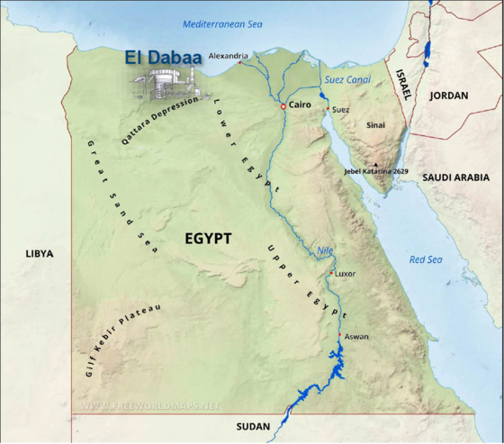 Umiestnenie jadrovej elektrárne Dabaa v Egypte [KOREA HYDRO & NUCLEAR POWER]