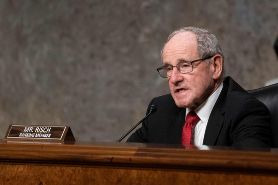 U.S. Sen. James Risch speaks during a hearing of the Senate Foreign Relations on Dec. 7, 2021. [AFP/YONHAP] 