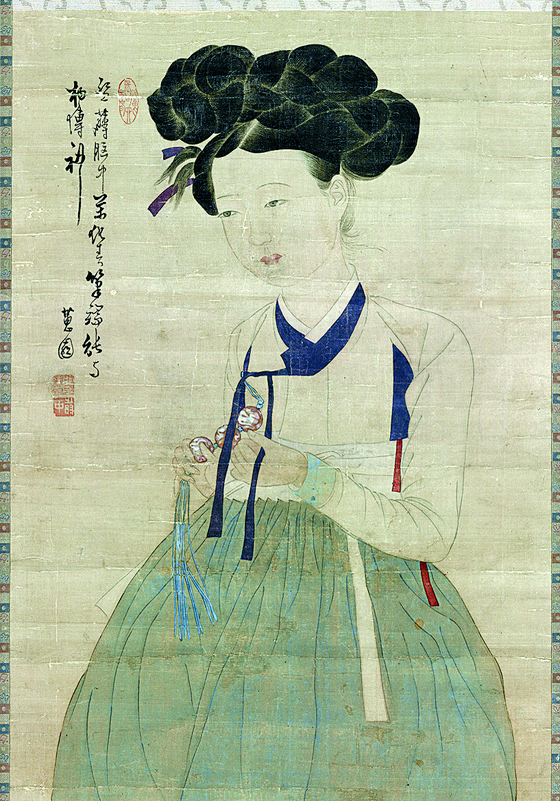 "Portrait of a Beauty" by 18th-century artist Sin Yun-bok  [NATIONAL MUSEUM OF KOREA]