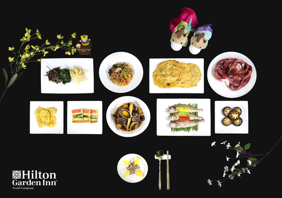 The 2022 Lunar New Year to-go box with seven traditional Korean dishes launched by Hilton Garden Inn Seoul Gangnam in Gangnam District, southern Seoul [HILTON GARDEN INN SEOUL GANGNAM]