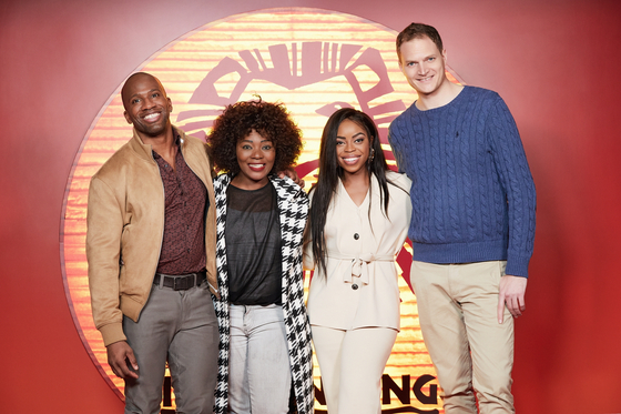 From left, Dashaun Young, Futhi Mhlongo, Amanda Kunene and Anthony Lawrence held an online press conference on Wednesday to discuss behind-the-scenes of the musical "The Lion King." [S&CO]