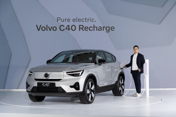 Volvo Cars Korea CEO Lee Yoon-mo poses for a photo after a press event for its first pure electric SUV, the C40 Recharge. [VOLVO CARS KOREA]