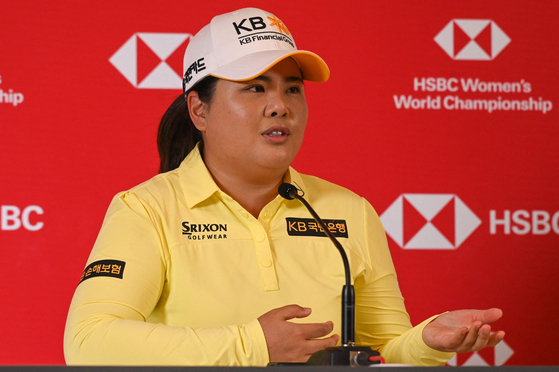Park In-bee attends a press conference ahead of the HSBC Women's World Championship held at Singapore's Sentosa Golf Club on Tuesday. [XINHUA/YONHAP]